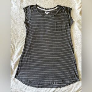 Nicole Miller High Scoop Short Sleeves Gray XL Women’s Dress